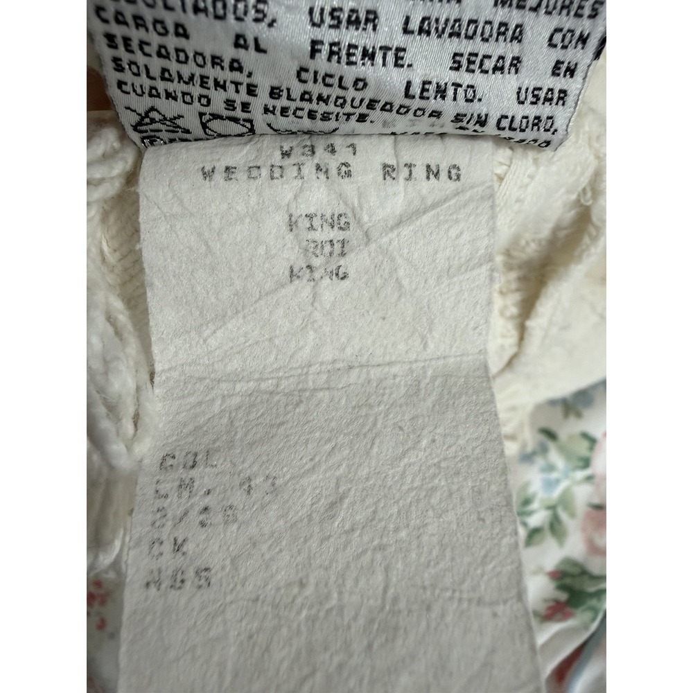 Vtg. KING Bedspread Crown Crafts WOVEN Ivory Cotton 112"x108" Chenille Wedding - Picture 3 of 9